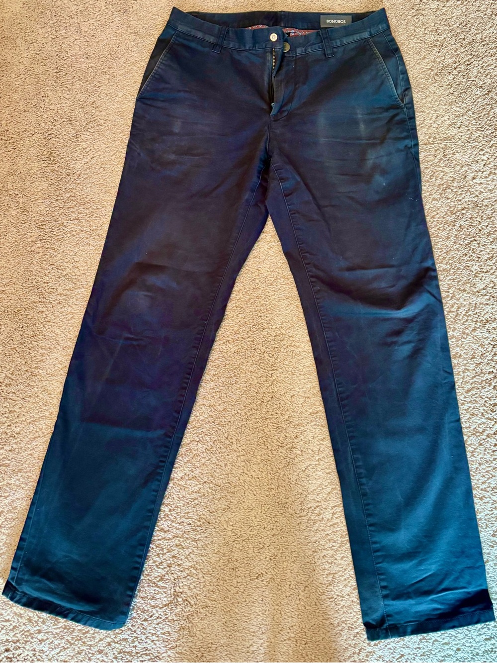 Bonobos Dark Navy Chinos with Patterned Inner Waist